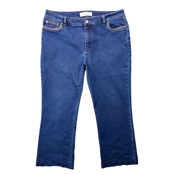 Foxcroft Denim - Foxcroft NYC Women's Jeans 16 Blue Straight Leg Stretch Denim Contrast Piping